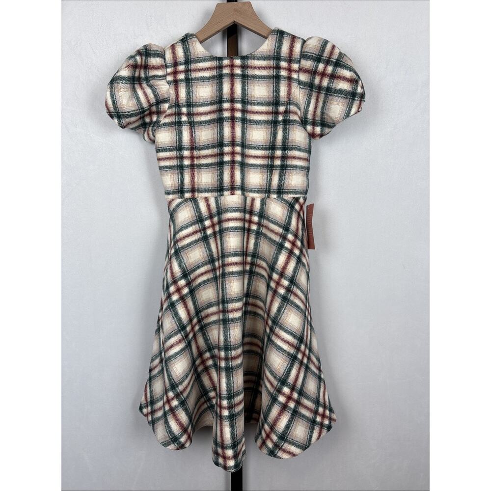 NEW Ivy City Co Mini Molly Plaid Flare Dress Girls 8 Pockets Puff Sleeves Soft